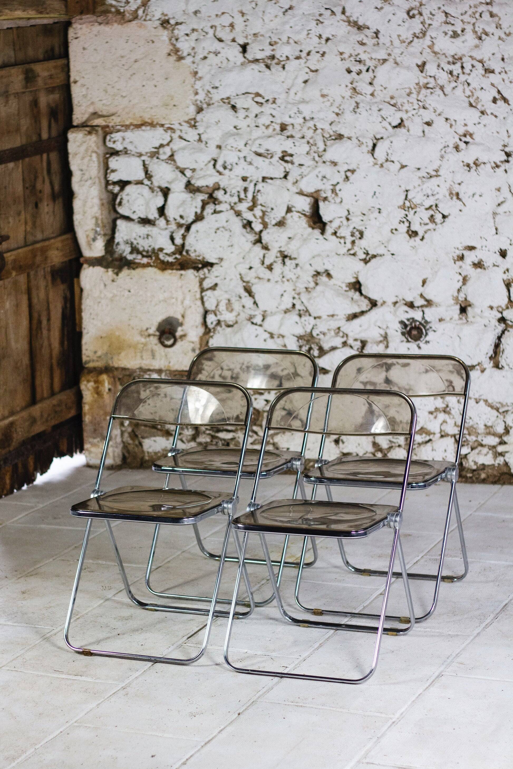 4 Plia chairs by Giancarlo Piretti for Castelli, 1970