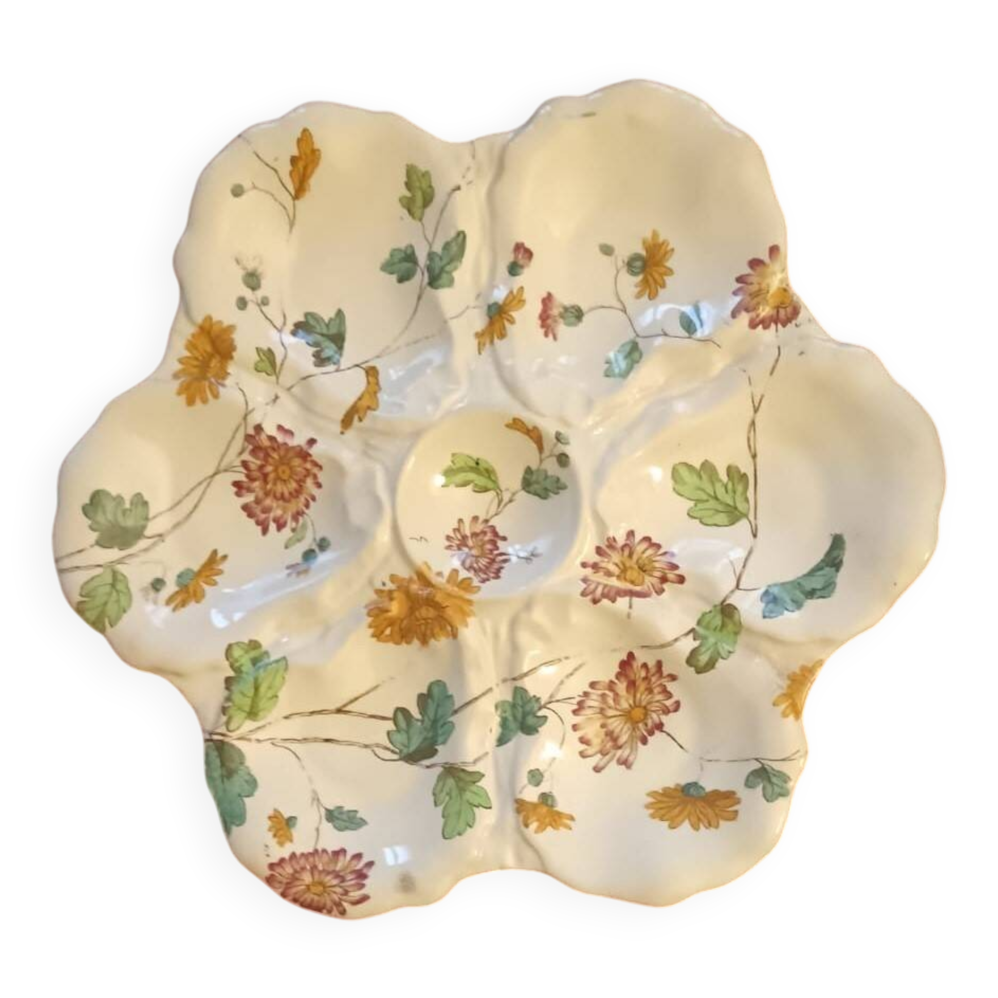 Antique English oyster plate from the late 19th to early 20th century.