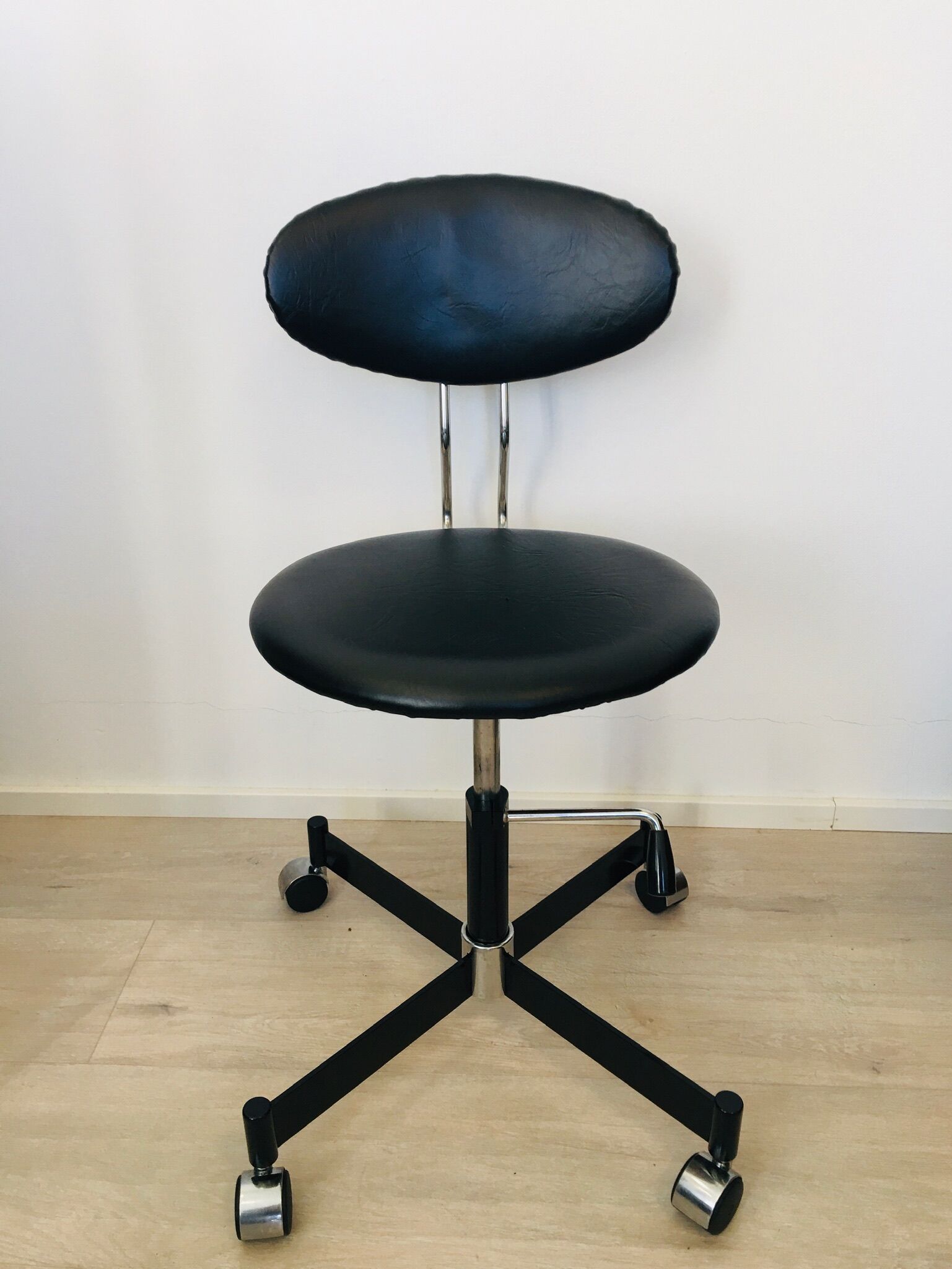 Black Leather Office chair, 1970s