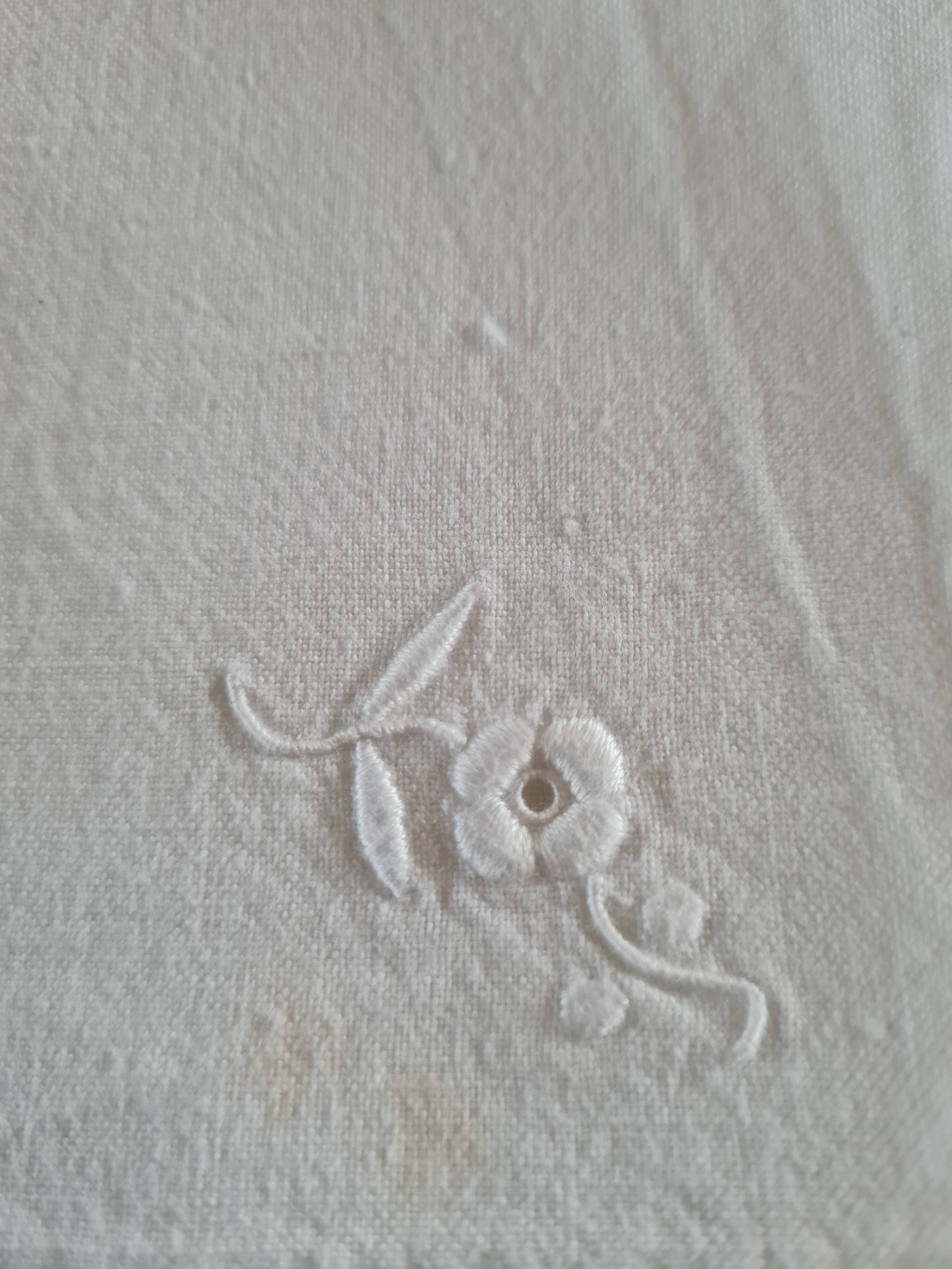 White embroidered tablecloth and 6 matching napkins