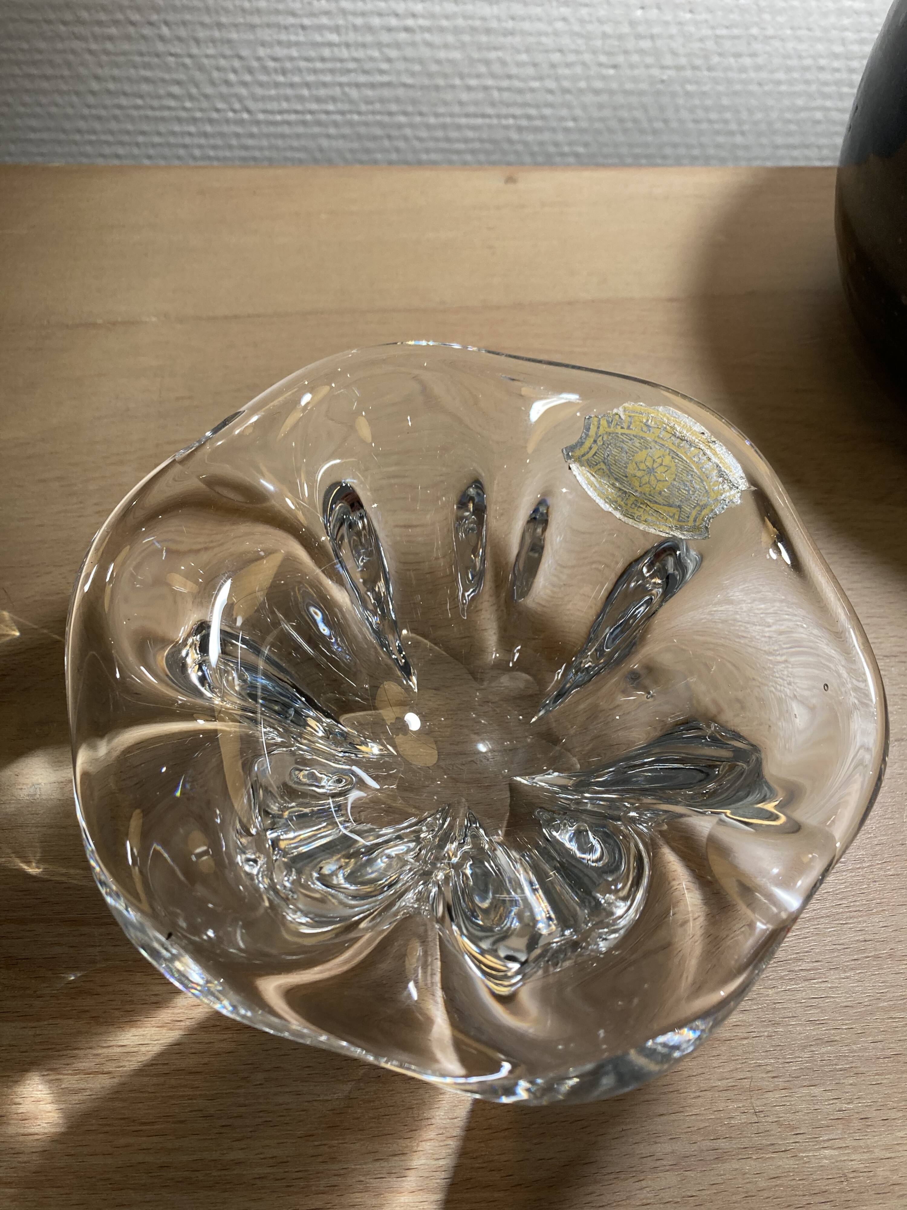 Val Saint Lambert crystal ashtray empty pocket