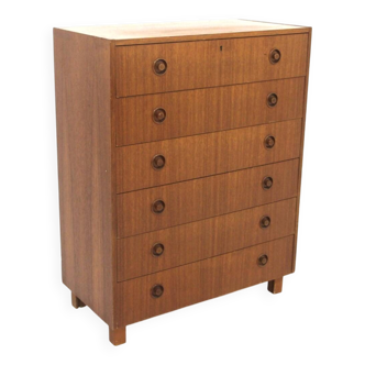 Scandinavian "tallboy" chest of drawers in teak, Sweden, 1960.