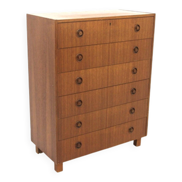 Scandinavian "tallboy" chest of drawers in teak, Sweden, 1960.