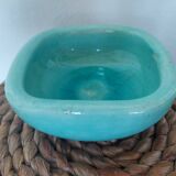 Art deco bowl signed Keramos in turquoise cracked ceramic