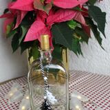 Decorated rectangular glass carafe
