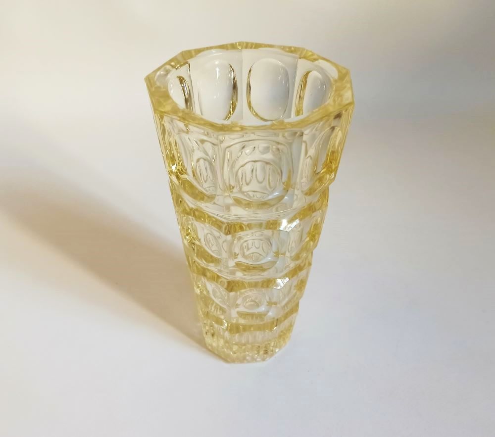 Pressed molded glass vase 50s Height 25 cm