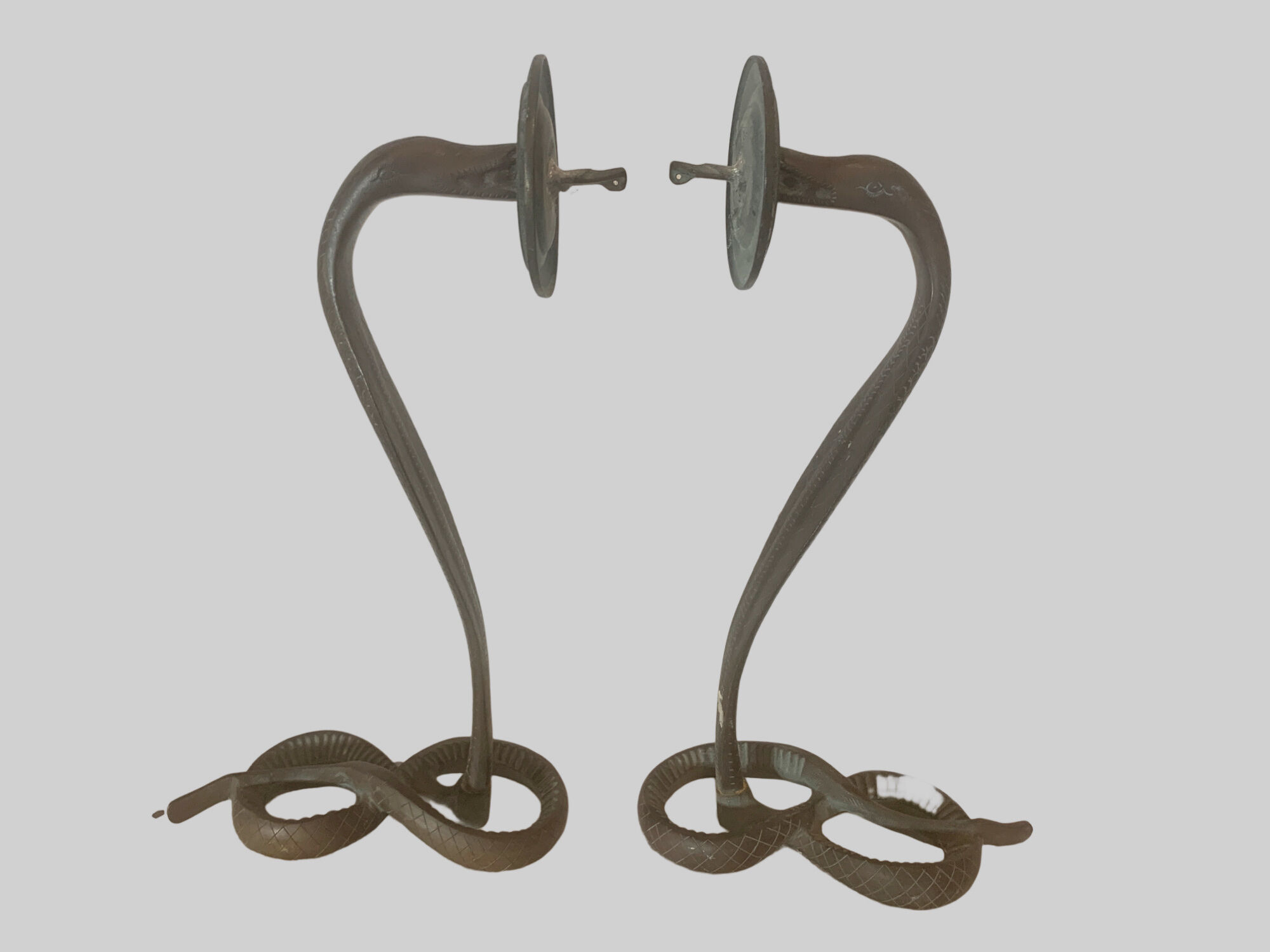 Pair of bronze sconces decorated with a snake XX century