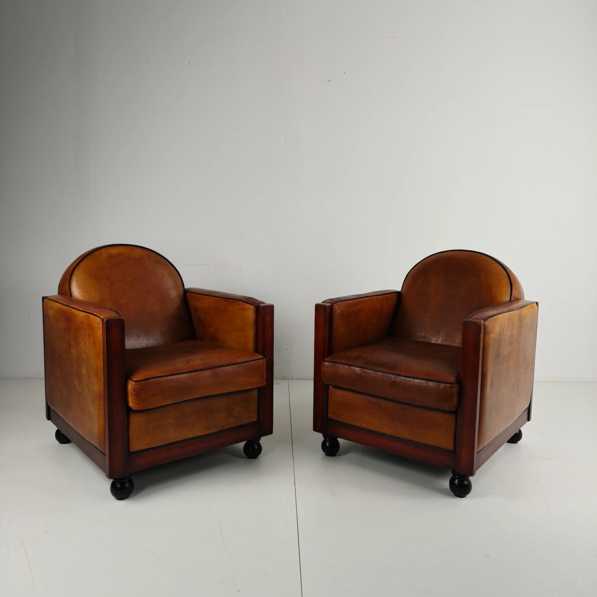 Art Deco sheepskin armchairs – set of two