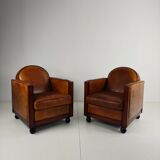 Art Deco sheepskin armchairs – set of two