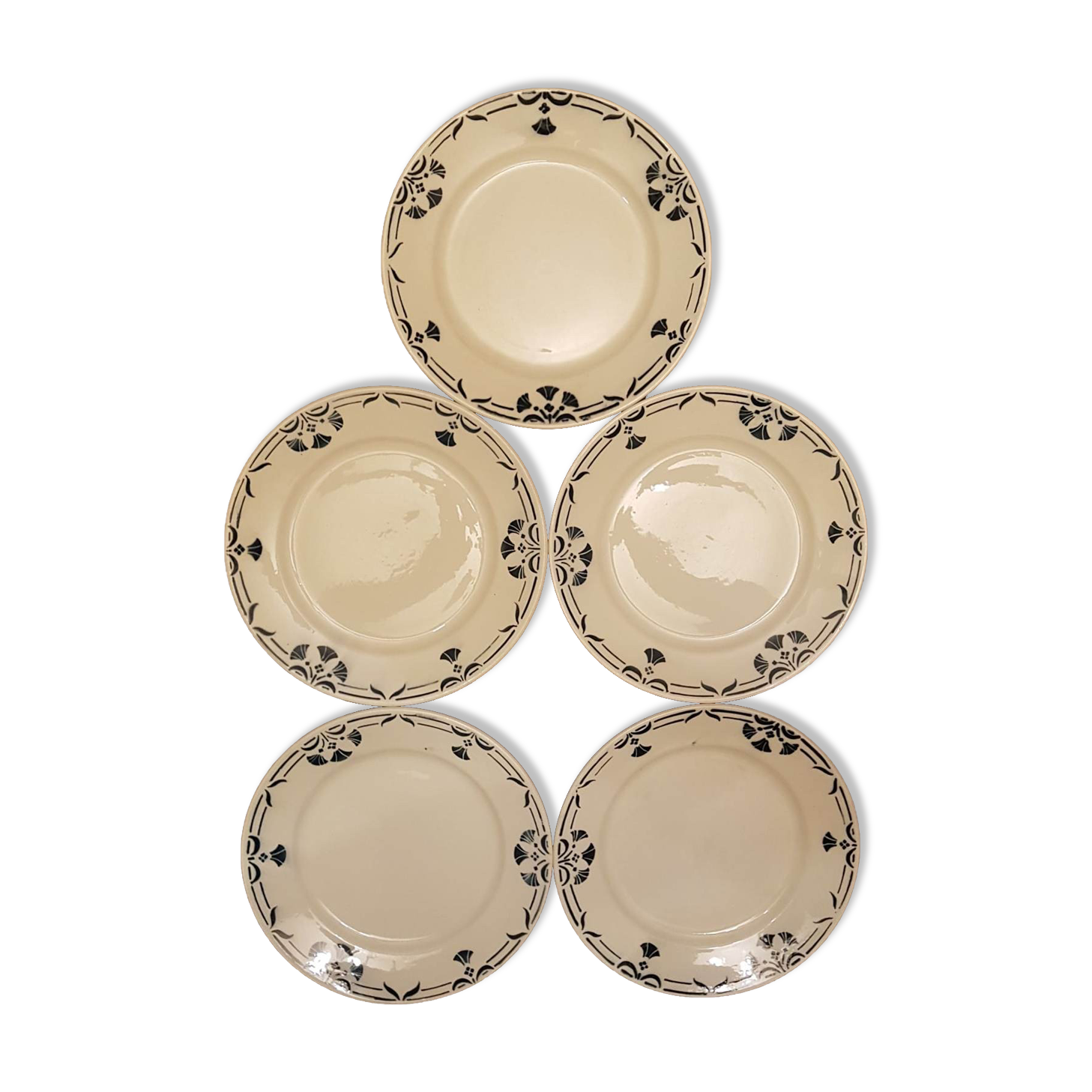 Set of 5 plates Badonviller model Dinan