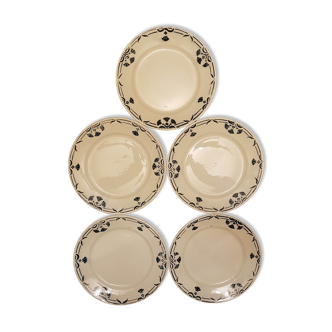 Set of 5 plates Badonviller model Dinan