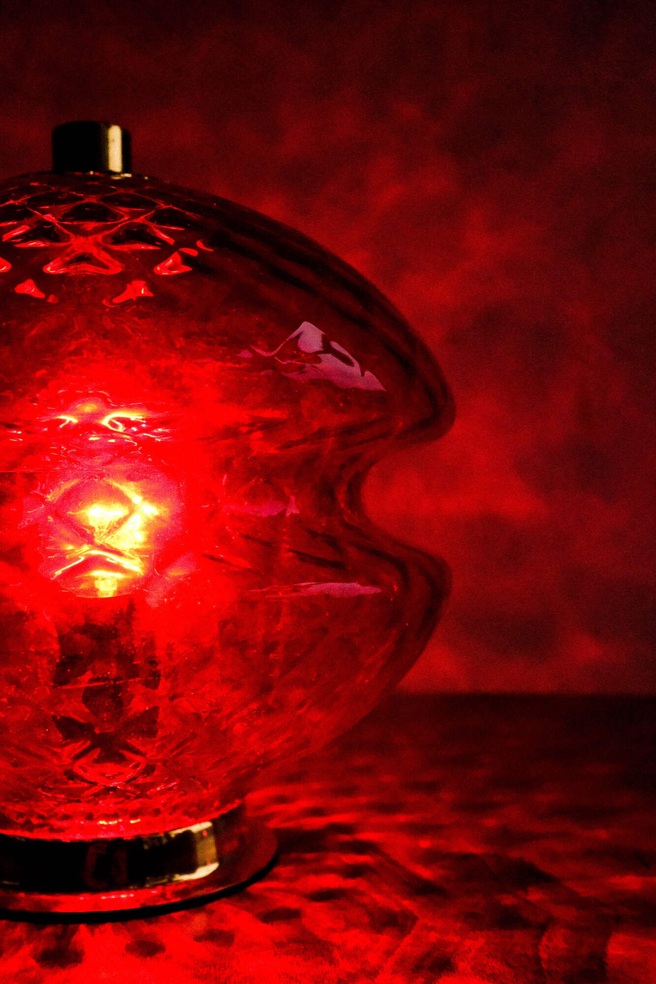 Vintage Czechoslovak Red Glass Table Lamp by Jablonecké Sklárny, 1970s