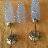 Pair of brass and glass sconces