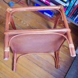 Varnished rattan coffee table and smoked glass top