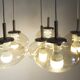 Light smoked glass water drop chandelier with 6 drops from the 1960s.