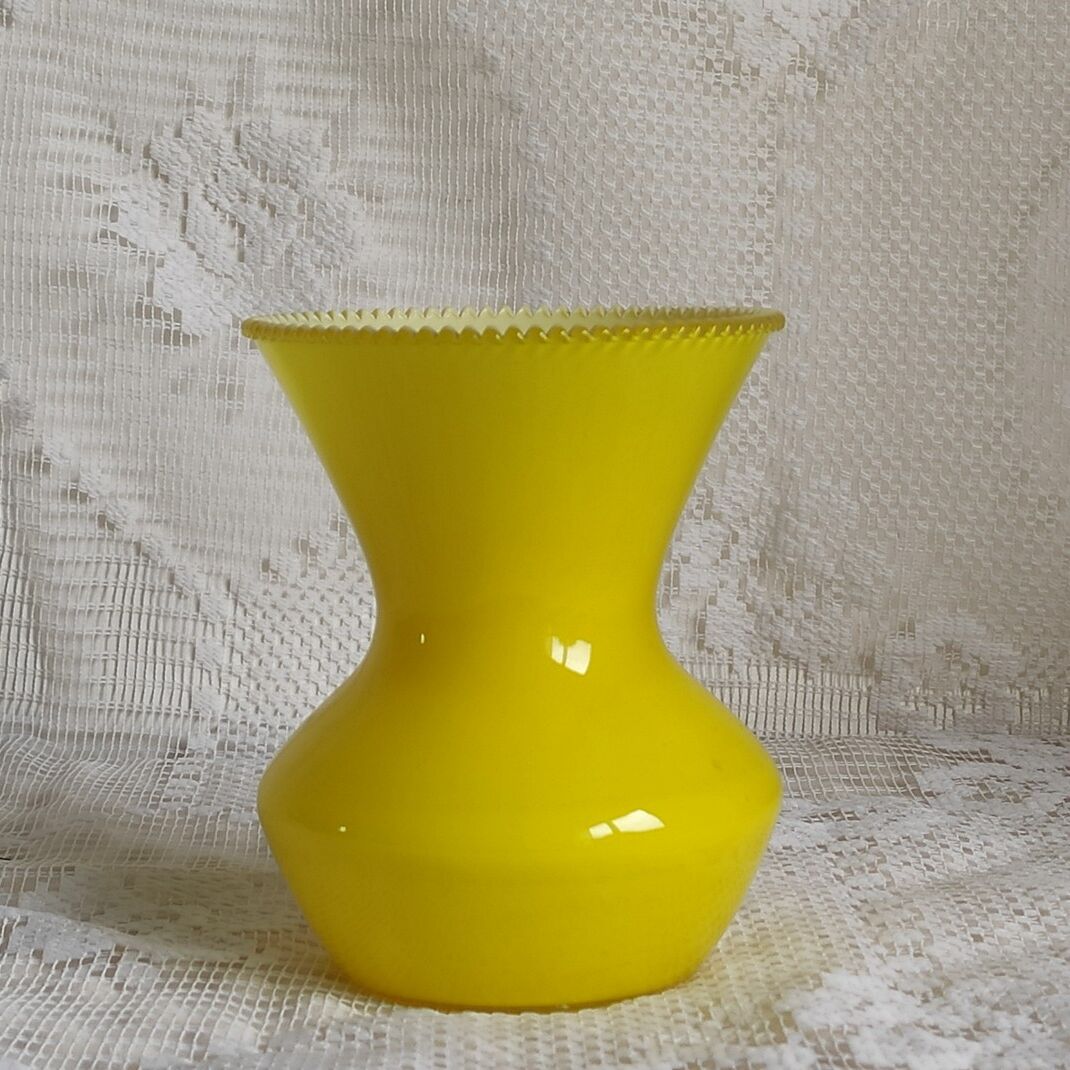 Yellow opaline vintage vase