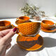 4 Vintage Caramel Earthenware Coffee Cups