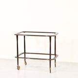 Mahogany brass and glass drinks trolley from italy, circa 1950