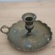 Antique hand candlestick in patinated brass – Vintage cellar rat