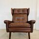 Vintage danish retro mid-century svend skipper cognac leather chair & stool 60s