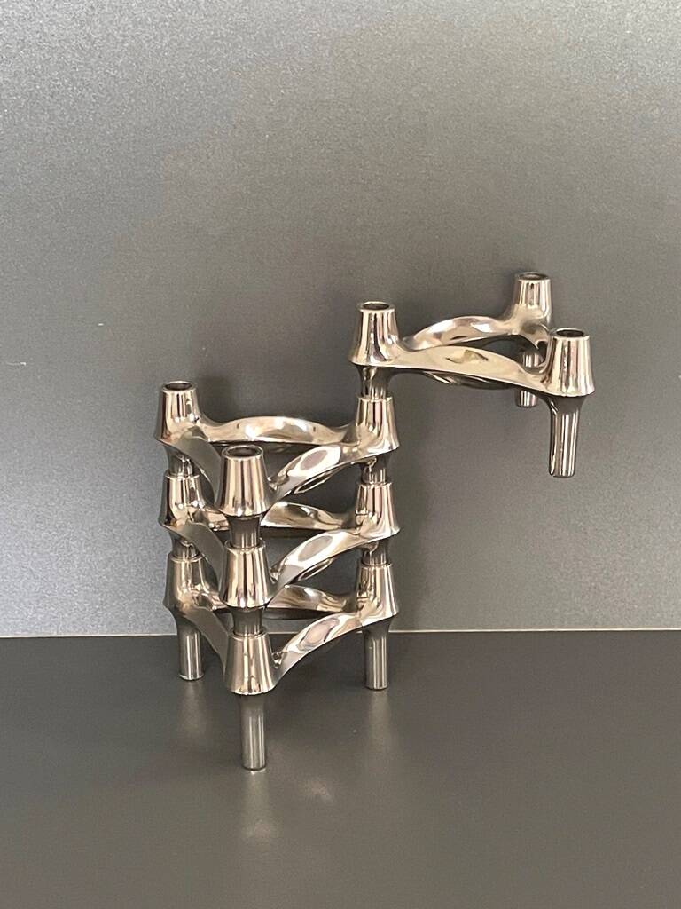 4 modular Nagel candlesticks. Vintage 70s