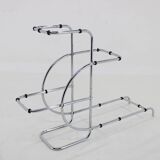 Etagere Bauhaus chromée des années 1930 avec verre Opaxy, Tchécoslovaquie