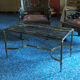 Table low neo classic bronze brass and Portoro marble