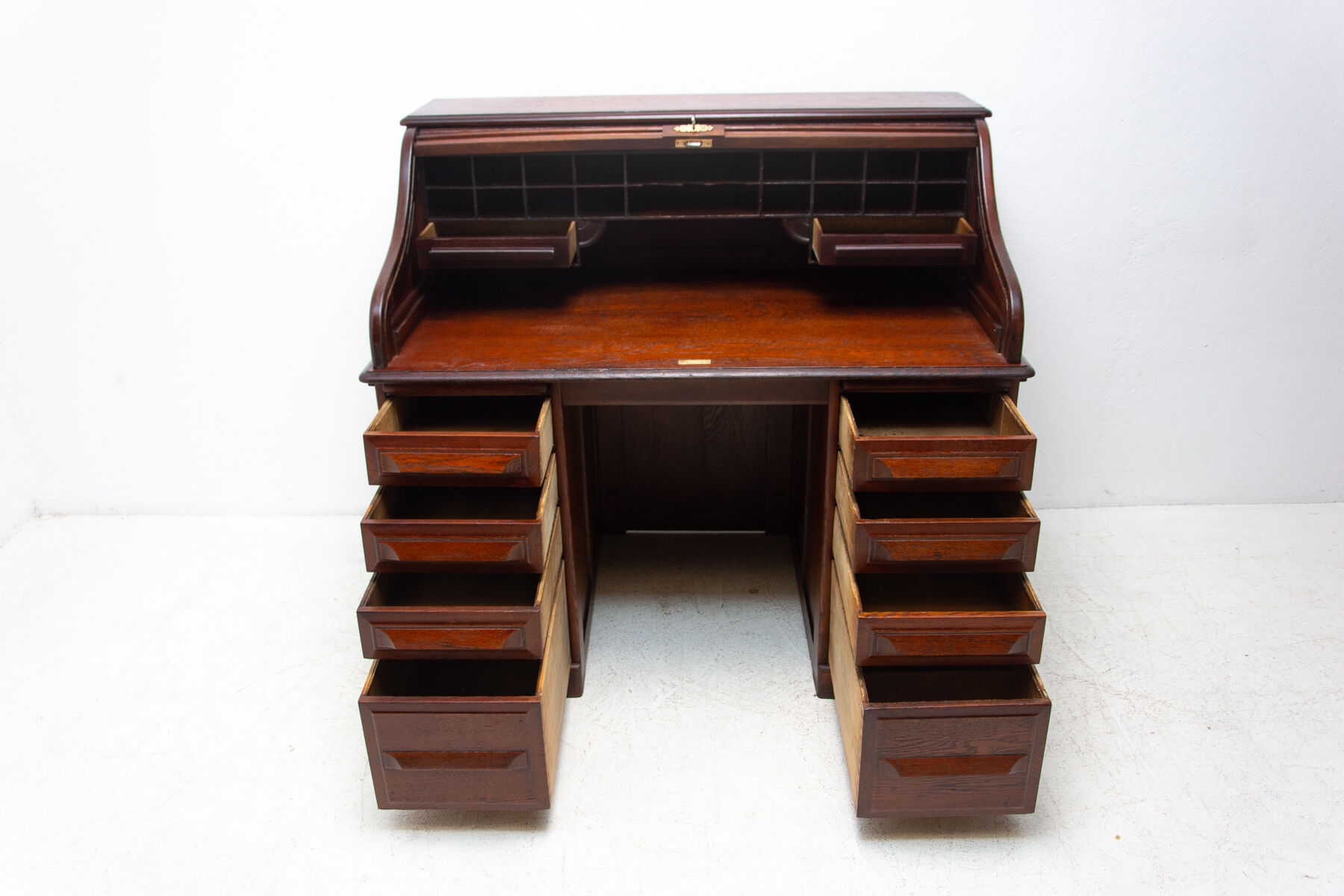Antique roller blind writing desk 1930s, United Kingdom