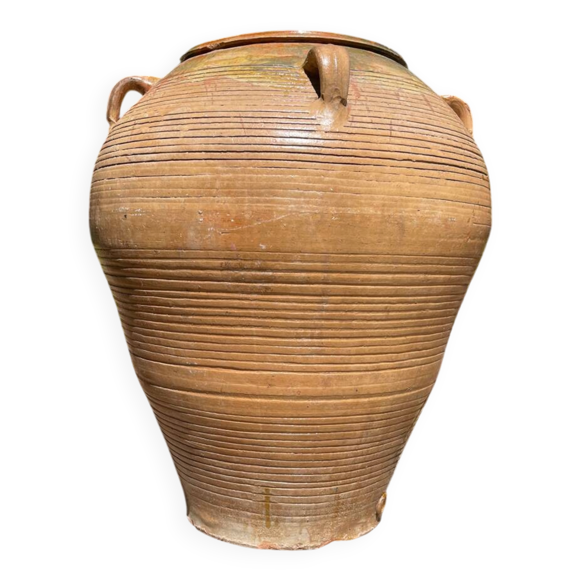 Ancient terracotta pottery jar