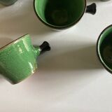 Set of 5 cups in green glazed clay Dieulefit 1960