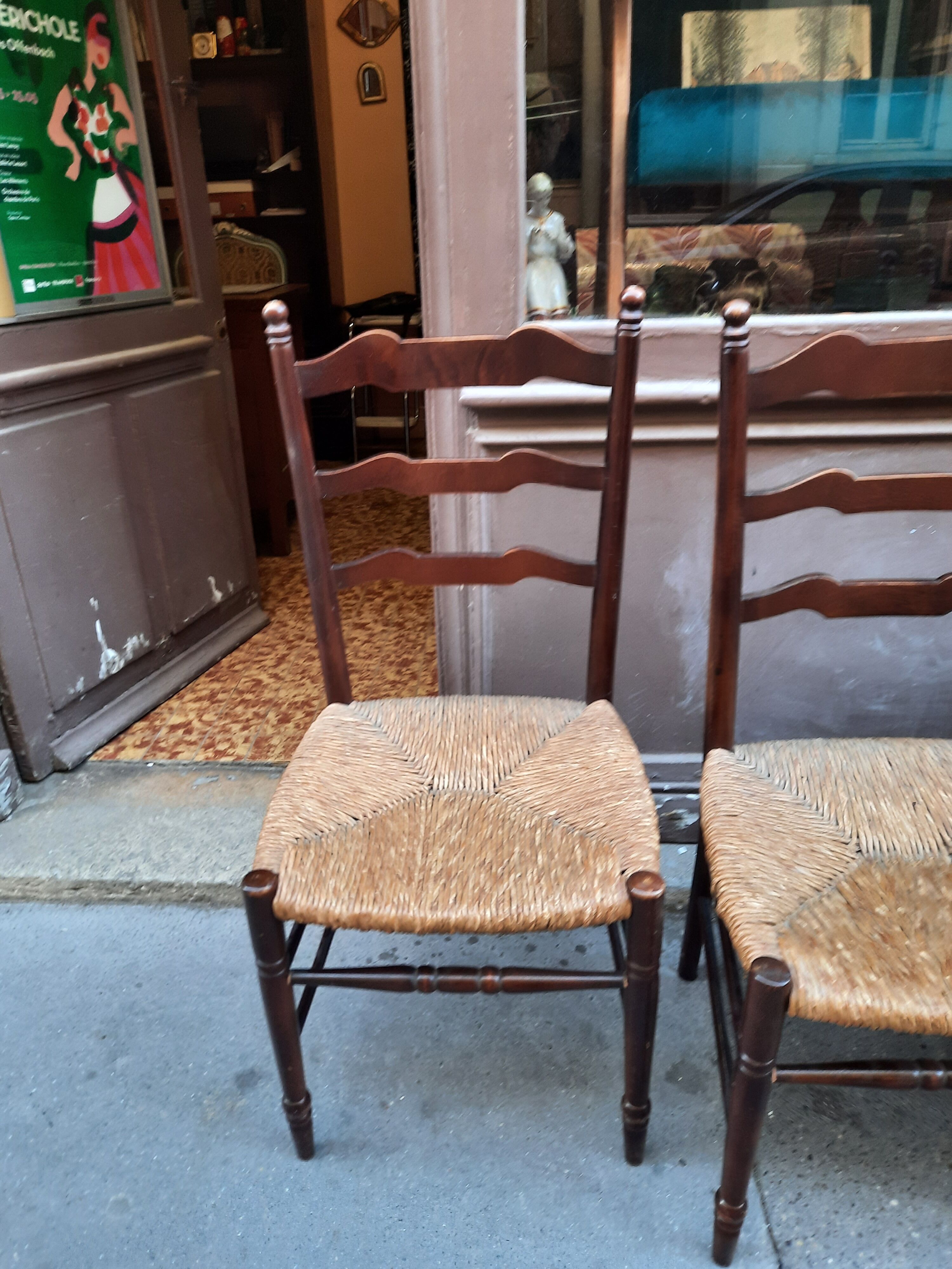Lot de 4 chaise paillage