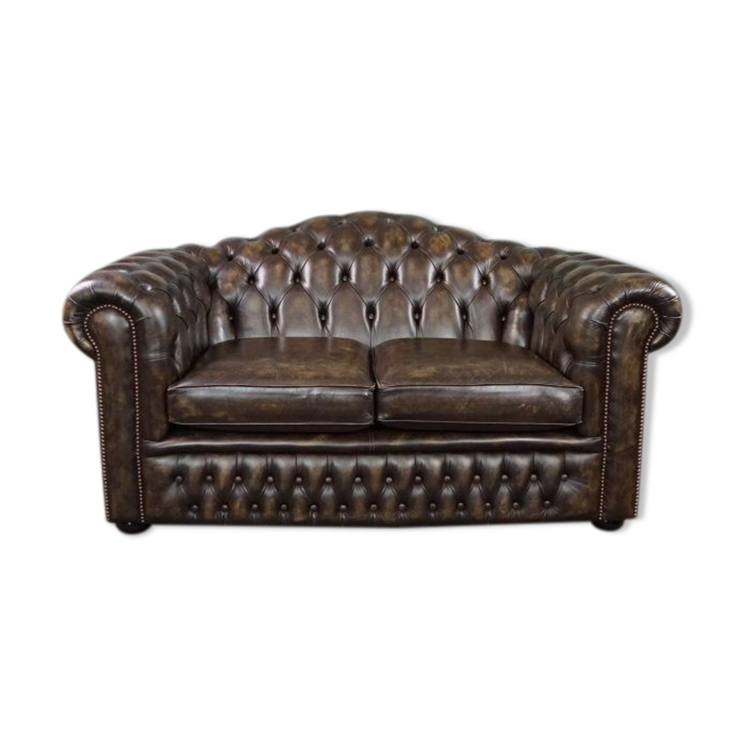 Chesterfield sofa in cowhide leather 2 places