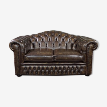 Chesterfield sofa in cowhide leather 2 places