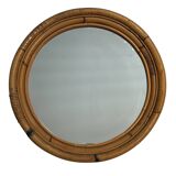 Round rattan mirror from the 60s Spain