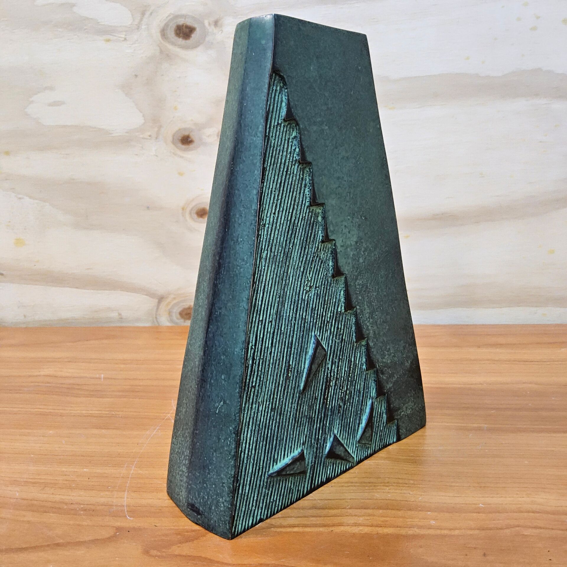 Unique vintage brutalist brass / bronze coloured vase