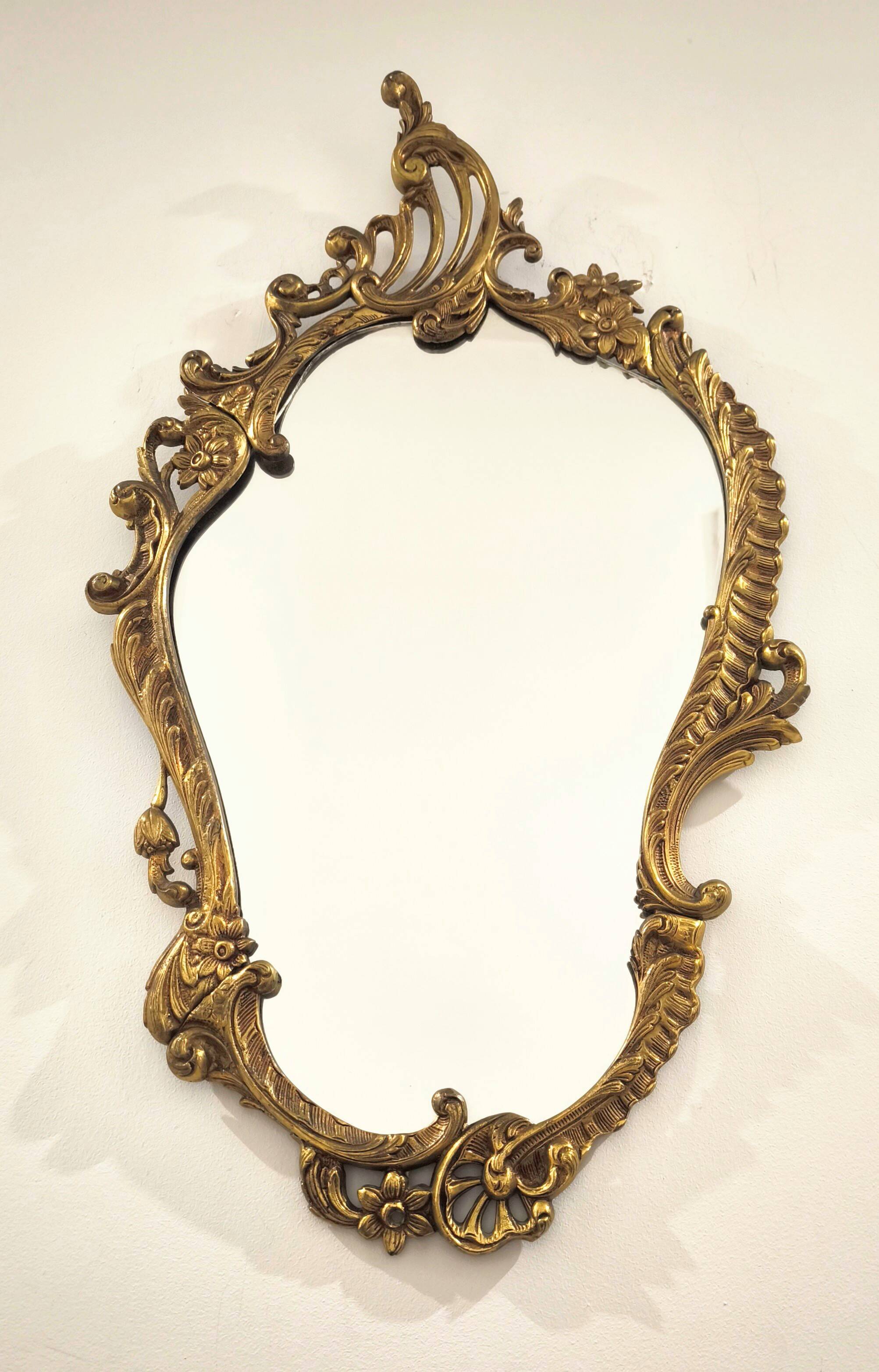 Miroir Cornucopia en bronze de style Louis XV