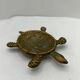 Vintage turtle ashtray in gilded brass, patinated animal-shaped catchall.