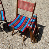 Set of vintage folding chairs in canvas and wood