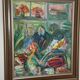 Huile sur toile suédoise – « Intérieur avec figures » par Erik Lo (1914–2004)