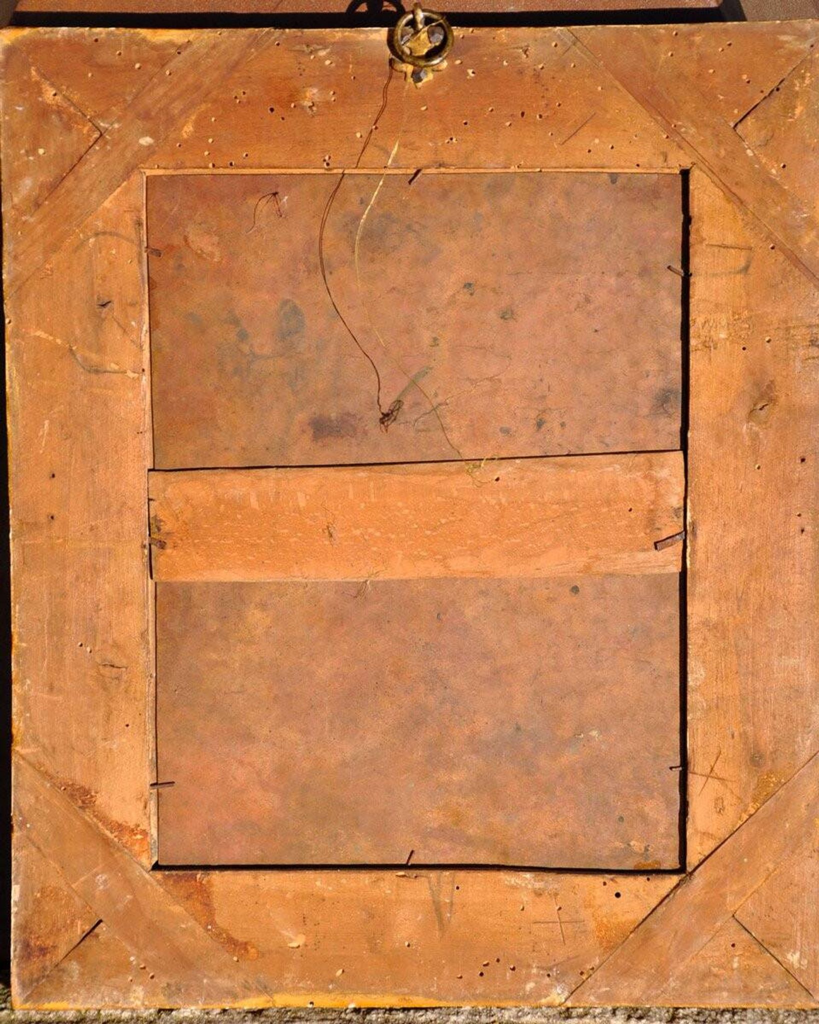 Oil on hammered copper depicting the Assumption of the Virgin, 17th century