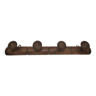 Vintage wooden coat rack with 4 hooks