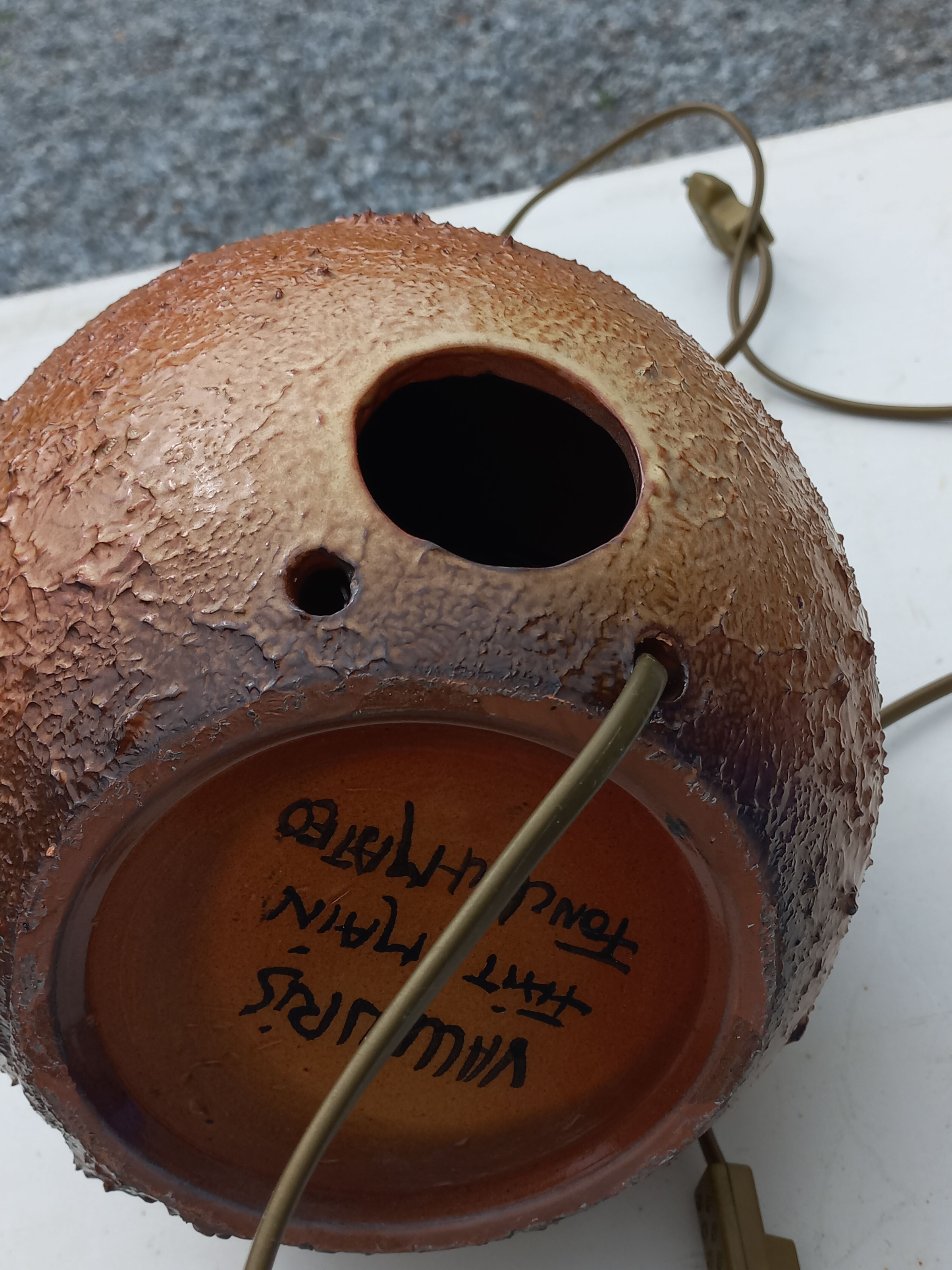 Ceramic lamp by Vallauris Fonck and Matéo lampshade of origin