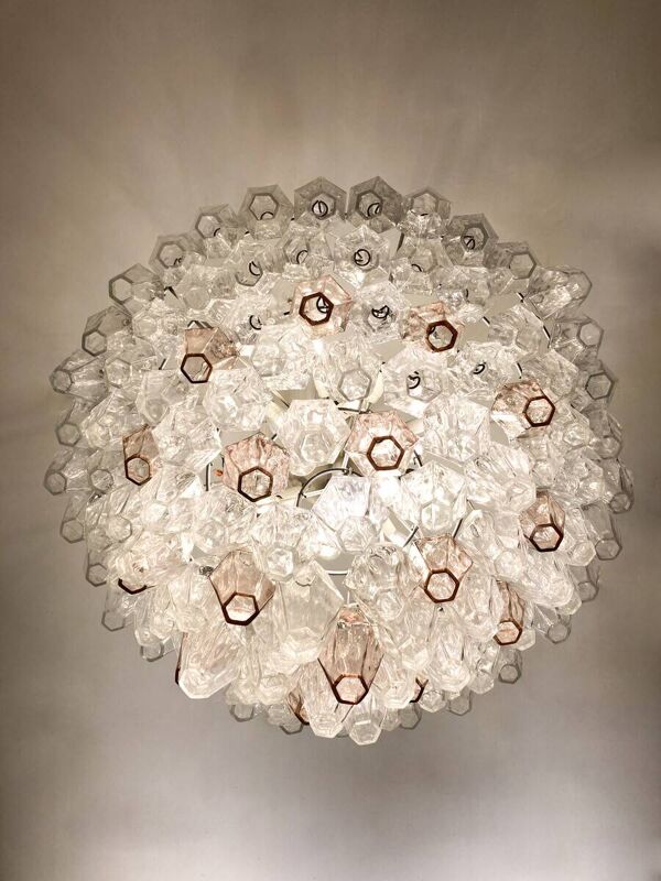Mid-Century Murano Glass Chandelier ''Polyhedr'' by Carlo Scarpa, Italy, 1950s