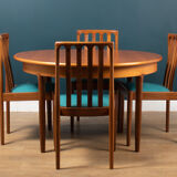 Retro Teak 1960s Extending Dining Table & 6 Chairs By Meredew