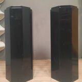 Pair of octagonal black lacquered wooden side tables