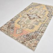 4x8 Mustard Yellow Wool Turkish Rug, Handmade Rug, 125x230Cm