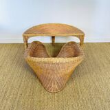 Lotus meditation chair and rattan table, 1960s