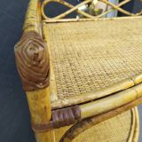 Vintage rattan corner shelf