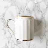 Set of 7  cups in white and gold porcelain