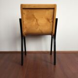 1950s church or school chairs in beech plywood and black stained wood by Roland Rainer